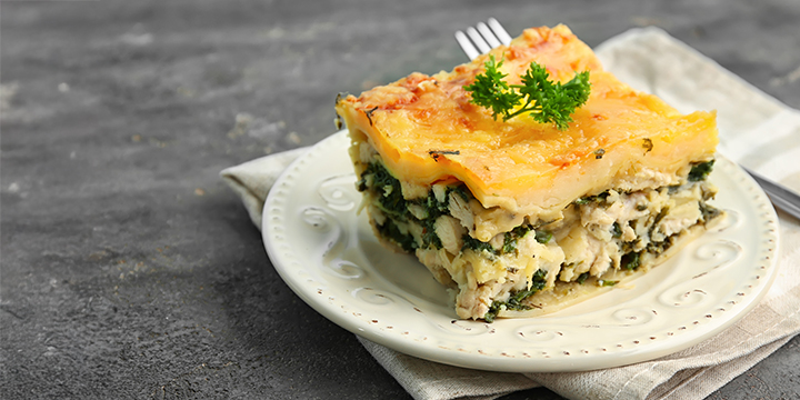 Lasagna vegetală cu spanac și ricotta