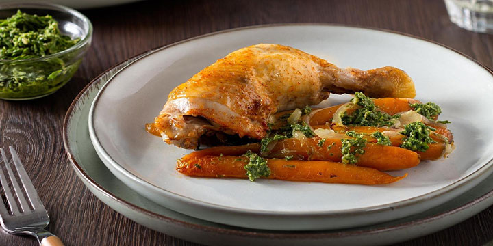 Pui prăjit cu morcovi tineri by Philips Airfryer Dual Basket cu abur Seria 5000